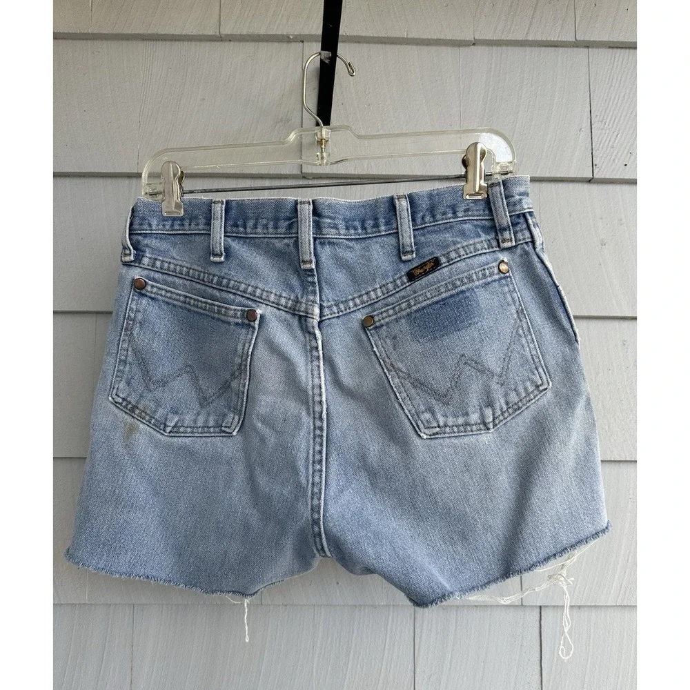 Y2K Wrangler Cutoff Denim Shorts 30W (Men's 32 / Womens 6–8) Slim Fit Light Wash